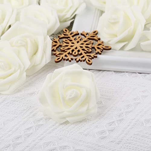 Image of VRB Dec 24 pcs Rose Artificial Flowers for Decoration,Artificial Flower,Flower for Hair Styling,Flower for Pooja, for Home Decor,Diwali. (24pcs - White Big Foam Rose)