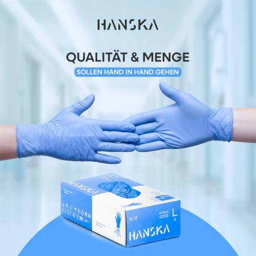 HANSKA 100 Blau Nitril-Einweghandschuhe – puderfrei – Einweg – beidhändig tragbar – unsteril – Gummibasis… – Ansicht 2