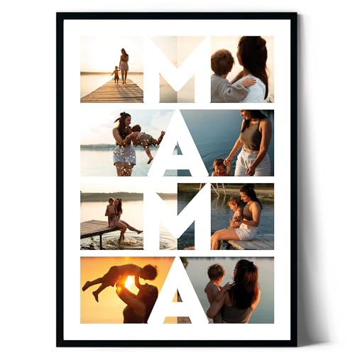 ENJOYERS - Lámina Personalizada Mamá con 8 Fotos. Lámina Personalizable Fotografias para Regalo. Personaliza con Fotos. Lámina Decorativa Pared o Mesa. Regalos Originales Madre