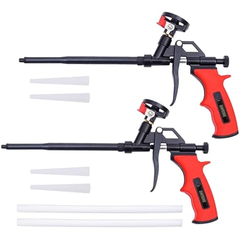 DAFEIKE Expanding Foam Gun, Upgraded Teflon Foam Dispensing Gun, Insulated Pro Foam Gun, Pu Foaming Sealant Sprayer for Caulking and Insulation, Pack of 2 Red… Cover