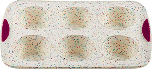 Trudeau Structure White Confetti Reinforced 6 Cup Jumbo Muffin Pan Silicone Bakeware #TOP1