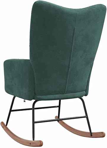 Miniatura 49 de vidaXL Velvet Rocking Chair - Dark Gray - Modern Design - Comfortable Foam Padding - Steel Frame with Solid Rubber Wood Rocking Rails