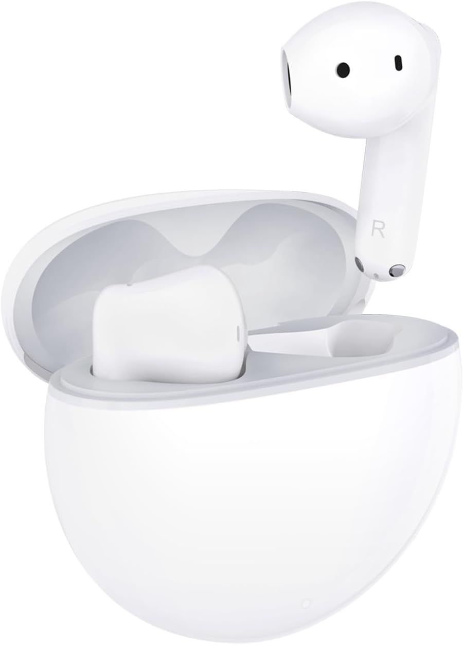 HONOR Choice X7e, 40 Hours Bluetooth 5.3 Earbuds, White with Semi-Open Active Noise Cancellation and 8 Hours Battery Life