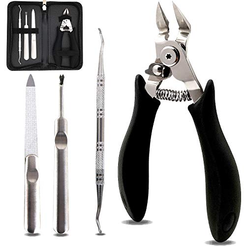 Heavy Duty Toenail Clippers Professional Large Ingrown Toenail Tools Pedicure Kit, Medical Surgical Grade 420 Stainless Steel Thick Nails Nippers Cuticle Remover Set with Nail Lifter & File(4Pcs)