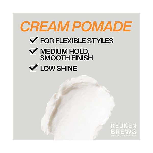 Redken Brews Cream Pomade For Men, Medium Hold, Natural Finish 3.4 Ounce