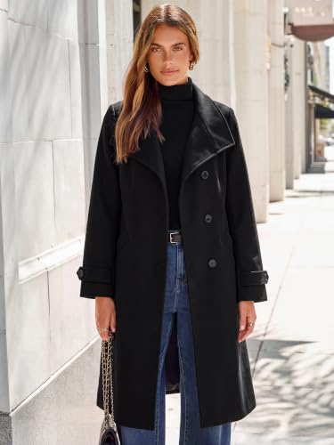 Simplee Women's Winter Stand Collar Single Breasted Belted Long Peacoat - image 4