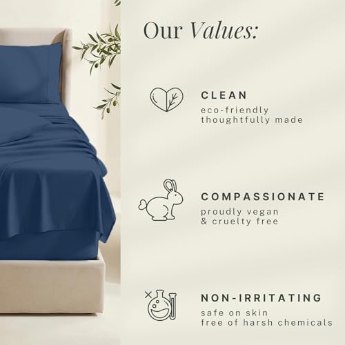 Image of Hearth & Harbor Extra Deep Pocket Sheets - Fits Mattress 18-24 Inches Deep - Extra Deep Pocket Full Size Sets - 6 Piece Full Size - Full - Navy Blue