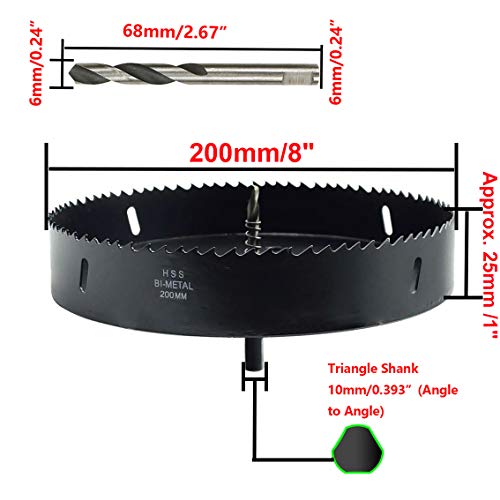 Image of Hole Saw BI -Metal Hole Cutter 200mm /7.9 inch Cutting Dia for Wood, Plastic and Fiberboard