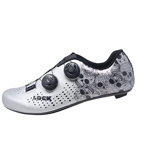 LUCK Genius Limited Edition Zapatillas de Ciclismo para Bicicleta de Carretera, con Suela de Carbono HD-50 y Doble Sistema rotativo de precisión. (Gris, Numeric_39)