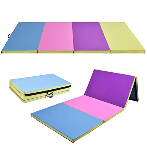 Giantex 4'x10'x2 Gymnastics Mat Folding Panel Thick Gym Fitness Exercise (Multi-Colors)