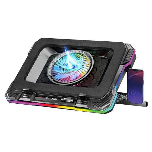 Image of ZEBRONICS NC9200, Laptop Cooling Pad, 140mm RGB LED Fan, Upto 19 inch Laptop, Dual USB Port, Magnetic Foam Cushioning, Detachable Mobile Holder, Fan Speed Controller, High Speed, 10 RGB LED Modes
