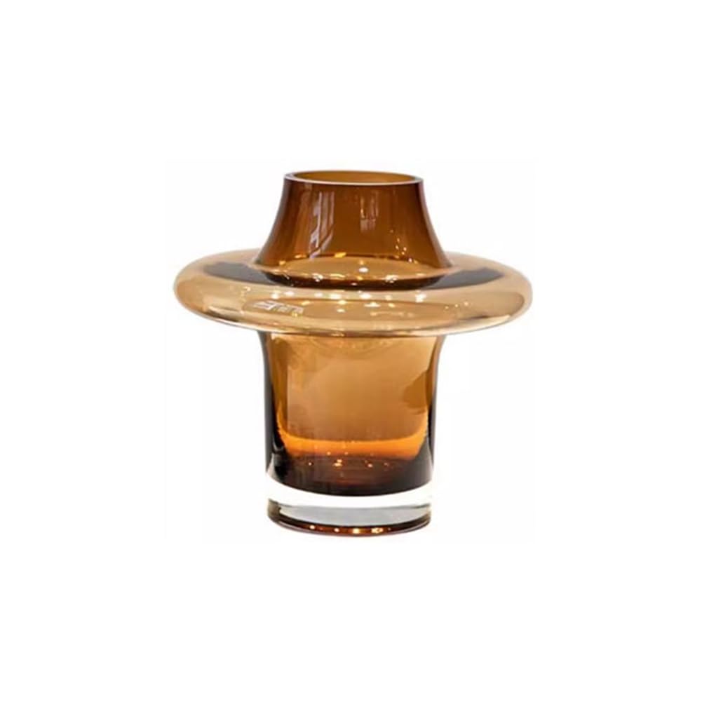 Hndhbfgrt Amber Color Tower Shape Glass Vase Table Decoration Flower Arrangement Hydroponics Plant Pot Flowers Vases