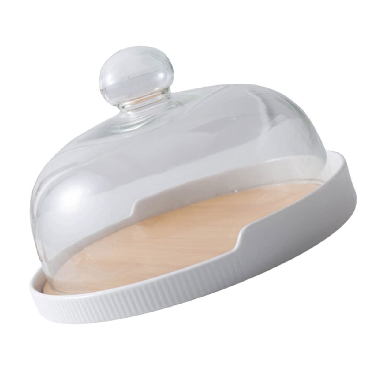 Plateau Tournant à Gâteau 1 Set Bois et Céramique Verre