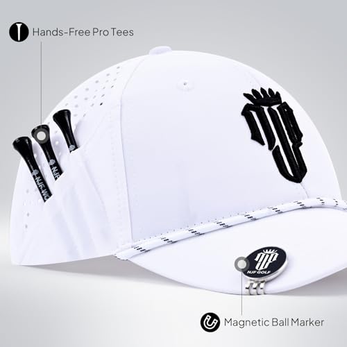 Image of NJF Golf Hat Men - Breathable Mens Golf Hats, Adjustable Rope Hook and Loop Style Cap, Convenient Cap with Tee Holder