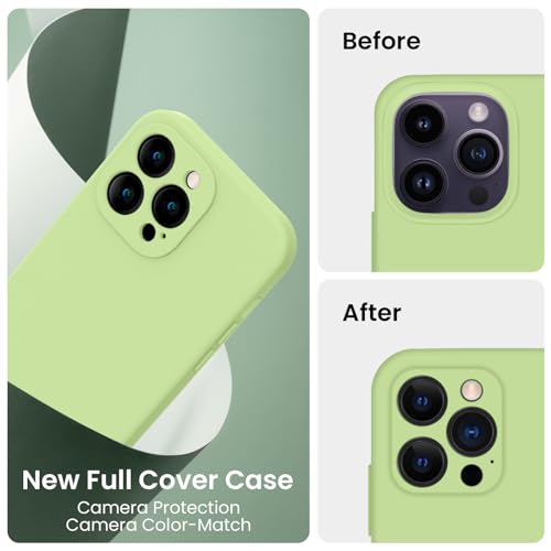 Image of FireNova Designed for iPhone 14 Pro Max Case, Silicone Upgraded [Camera Protection] Case, Soft Anti-Scratch Microfiber Lining Inside, 6.7 inch, Tea Green