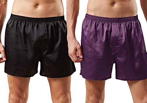 Mens Satin Boxer Shorts Silk Pajama Bottom Lounge Sleep Shorts for Men