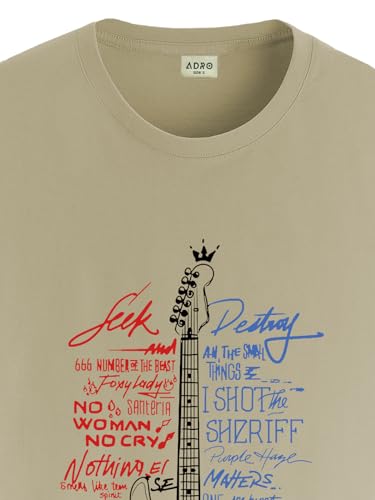 Image of ADRO Guitar Design Printed T-Shirt for Men - 100% Cotton, Regular Fit, Soft Breathable Fabric.