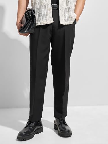 Image of Highlander Men Men Solid Korean Trousers|Relaxed fit|Mid-Rise|Premium Blend|All Day Smart Wear Workwear