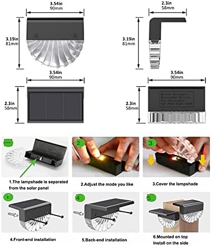 4 Pack Solar Step Lights, Outdoor Waterproof Led Solar Deck Lights Color Change Glow, for Fence Patio Stairs Post Pathway Porch Driveway Garden Decor