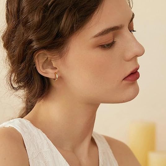Gold Earrings for Women 14K Gold Hoop Earrings for Women Chunky Classic Huggie Earring Everyday