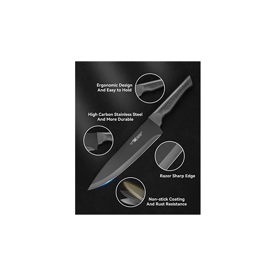 knife-set-Dishwasher-Safe-Kitchen-Knife-Set-with-Block-15-Pcs-Black-knife-sets-for-kitchen-with-block-Self-Sharpening-6-Steak-Knives-Anti-slip-handle-Black Knife Set, 15 Pcs Kitchen Knife Set with Block Self Sharpening, Dishwasher Safe, 6 Steak Knives, Anti-slip handle, Black