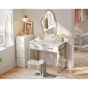 Odksmalldeskwithfabricdrawersforbedroomwhitevanitydeskwithstoragehomeofficecomputerdeskforsmallspaces32inchmodernworkwritingstudytablewhite  Urban Country Home Decor Odk small desk with fabric drawers for bedroom white vanity desk with storage home office computer desk for small spaces 32 inch modern work writing study table white  urban country home decor