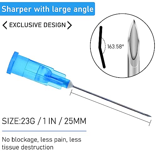 Image of 100 Pack 23G 1 Inch Lab Needls, Disposable Luer Lock Sterile Supplies