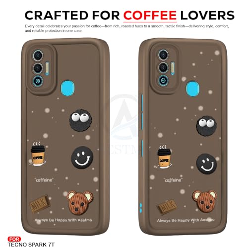 Image of AESTMO Back Case Cover for Tecno Spark 7 / 7T Cover | Cute Fun Cartoon 3D Ball | Coffee Silicone Case | Full Body Protection | Camera Protection Back Cover for Tecno Spark 7 / 7T (Brown)