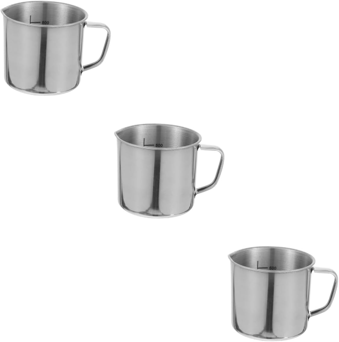 3pcs Stainless Steel Measuring Cup for Accurate Lab and Kitchen Use Graduated Scale Beaker for Liquid and Solid Measurements