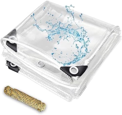 Heavy Duty Waterproof PVC Transparent Tarpaulin 5 x 1m Clear Vinyl Tarp Cover for Patio Enclosure Awning Canopy (0.35mm/400g/m²)