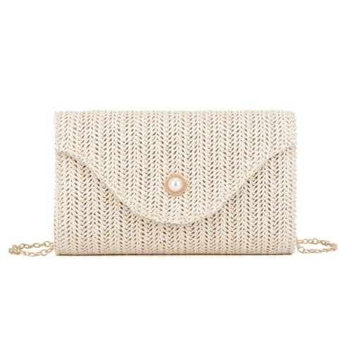 De la plage au soir sans changer de sac pochette tissée élégante avec perles pour femmes