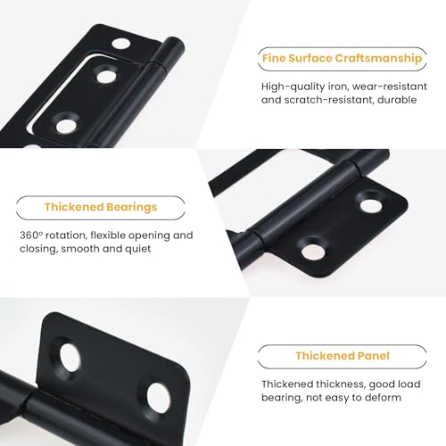 Aifeier ET 8 Pcs Non-Mortise Door Hinges, 2 x 0.9 Inch Bifold Butt Cabinet Hinges Smooth Sliding Bearing Hinge with Screws for Windows, Furniture, Kitchen Cabinets etc (Black) by Aifeier ET - Image 4