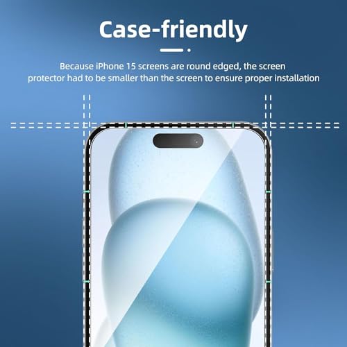 Image of NEW'C Pack of 3 Tempered Glass Screen Protector for iPhone 15 Pro (6.1 Inches), Scratch Free, 9H Hardness, HD Screen Protector, 0.33 mm Ultra Clear, Ultra Resistant