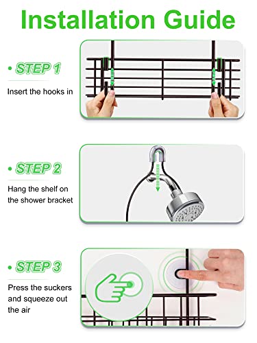 Smartake Hanging Shower Head Caddy, Rustproof Bathroom Shower Shelf Organizer, Sus201 Stainless Steel Over The Shower Storage Rack, For Toilet, Bathroom And Shower Room, Brown #TOP4