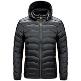 BUYEDBD Chaqueta Acolchada para Hombre Hombres Invierno cálido Impermeable Chaqueta Gruesa Abrigo Hombres otoño a Prueba de Viento Sombrero Desmontable Chaqueta Delgada Hombres(Schwarz,S)