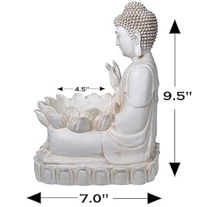 Buddha Planter – 9.5" Tall Polyresin - Zen Plant Pot Holder for Succulent, Flower, Cactus - Garden Lotus Statue Indoor or Outdoor Decor Buddha Planter–95 Tall Polyresin Zen Plant Pot Holder for Succulent Flower Cactus Garden Lotus Statue Indoor or Outdoor Decor