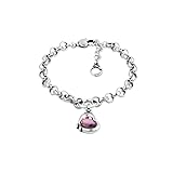 Diseño de corazon: Pulsera con charms de corazon de 2 cm bañada en plata de ley