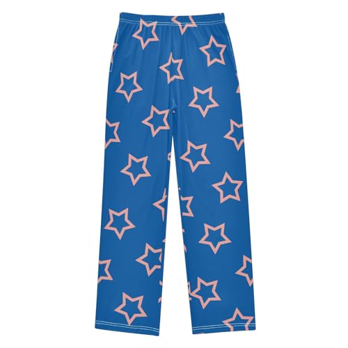 Boys' Pants Pink Outline Stars Blue Long Bottoms Jogger Pants Elastic Waist Trousers with Pockets S-XL