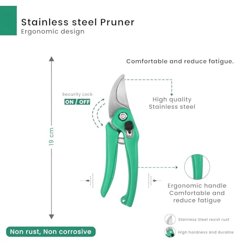Image of Multipurpose Gardening Scissors - Heavy Duty Garden Shears with Stainless Steel Blades and Soft Grip Handles for Pruning, Trimming, Harvesting, and Plant Care(GTK)
