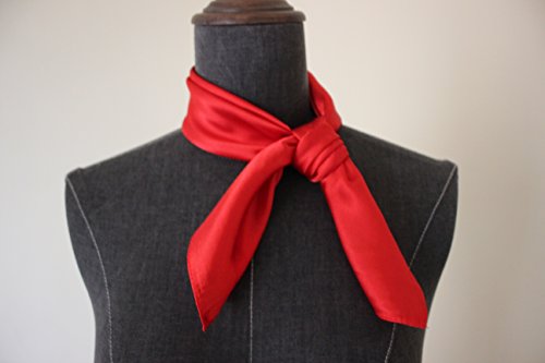 Silk square scarf pure color head scarf blend neckerchief (Red)2