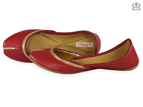 Image of Fulkari Women's Nappa Soft Genuine Leather Juttis | Bite and Pinch Free Jutis | Punjabi Jutti For Ladies | Casual Flat Stylish Mojari | Ethnic Flats For Girls |