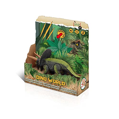 Tachan Dinosaurio Triceratops con Sonidos Realistas, Luces, Color Verde
