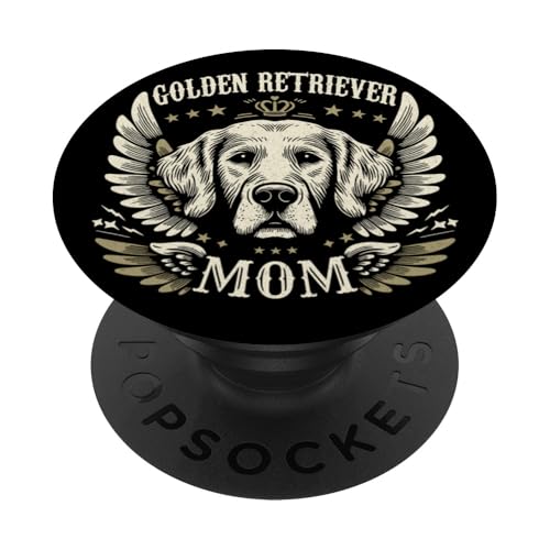 Golden Retriever Mom Biker Wings, amanti della moto, stile retrò PopSockets PopGrip Adesivo