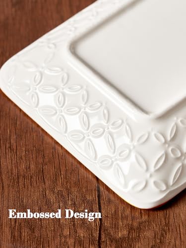 DOWAN Servierplatte 6er - Neues Bone China Kuchenplatte Rechteckig 20.5cm/8' - Servierteller für Vorspeisen, Sushi, Obst, Salat, Dessert - mikrowellen-/ofen-/spülmaschinenfest - Mehrfarbig