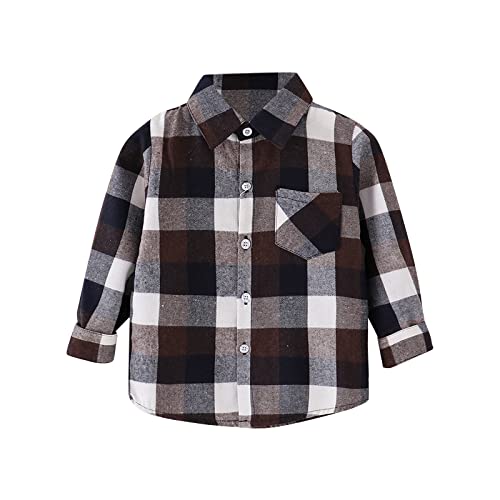 Baby and Toddler Boys Long Sleeve Button Up Plaid Jacket Westerm Shirt Spring Fall Coat for Kid Shacket Outwear