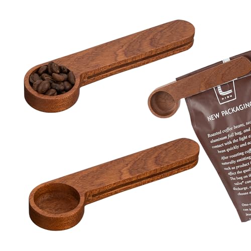 Wood coffee scoop and clip