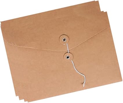 10pcs A5 Kraft Paper Envelopes Portfolio Foolscap File Folders Document Folder with String Fastener Closure Wallet Pockets File Bags Storage Pouch Paperwork Organizer Bag for Office School Home