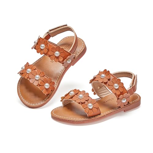Image of Felix & Flora Toddler Girl Sandals - Flower Girl Dress Shoes Open Toe Little Kid Flats