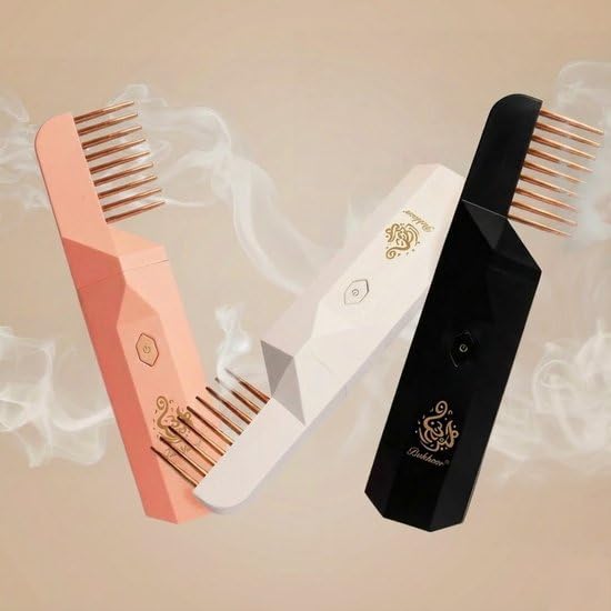 Bakhoor Kamm & Elektro Weihrauchbrenner – Tragbare Haar Aroma Diffusor – USB Wiederaufladbar – Für Haar & Interieur – Rauchfrei & Sicher – Luxus Geschenkbox – Weiß