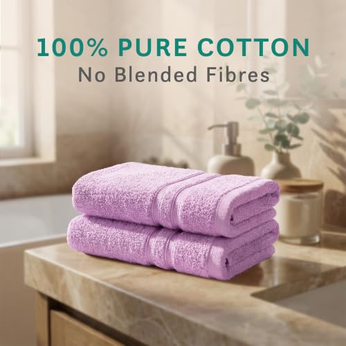 Image of MYTRIDENT Trident Hand Towels, 100% Cotton, Highly Absorbent, Super Soft, 2 Piece Hand Towel Set, 400 GSM, Hand Towel Set of 2, Gym - Spa Towel, Comfort Living Towel-Violet Sky